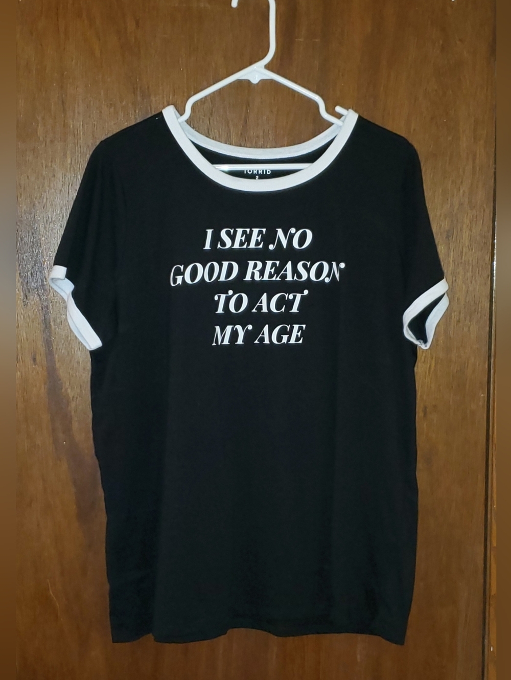 Torrid Plus Sz 2 Black Ringer Tee No Reason Act My Age